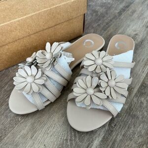 NIB! Lucky Brand Bylee Floral Mauve Dusty Pink Slide Sandals - Daisy Details